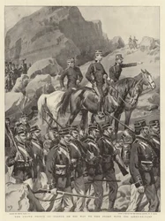 Il principe ereditario di Grecia in viaggio verso il fronte con i suoi aiutanti di campo